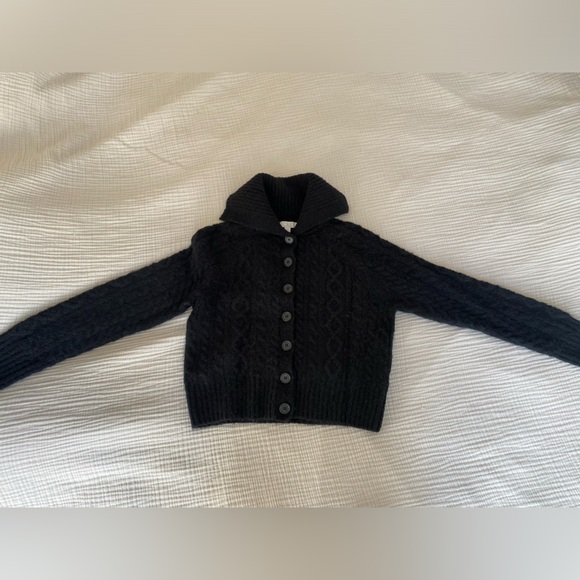 J. Crew Black Cable Knit Cardigan with Sailor Collar. Size M. - Picture 3 of 4